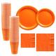 Orange Paper Tableware Kit for 50 Guests